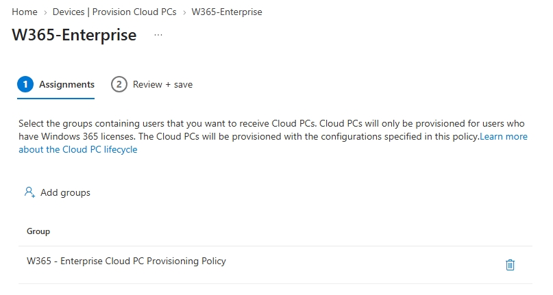 provisioning group