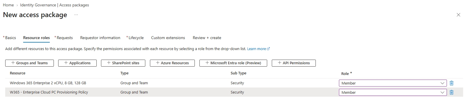 access package resources