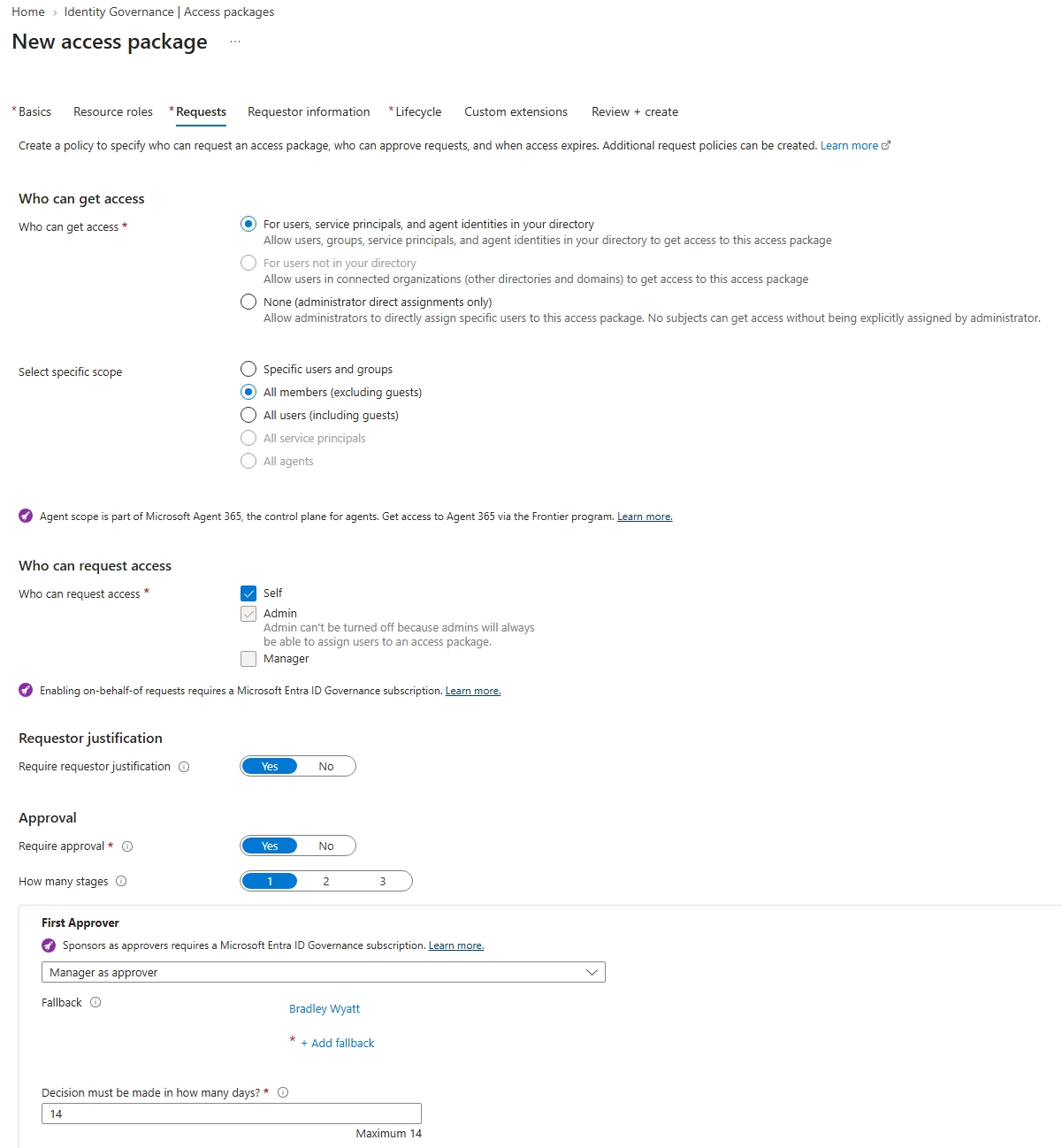 access package requests