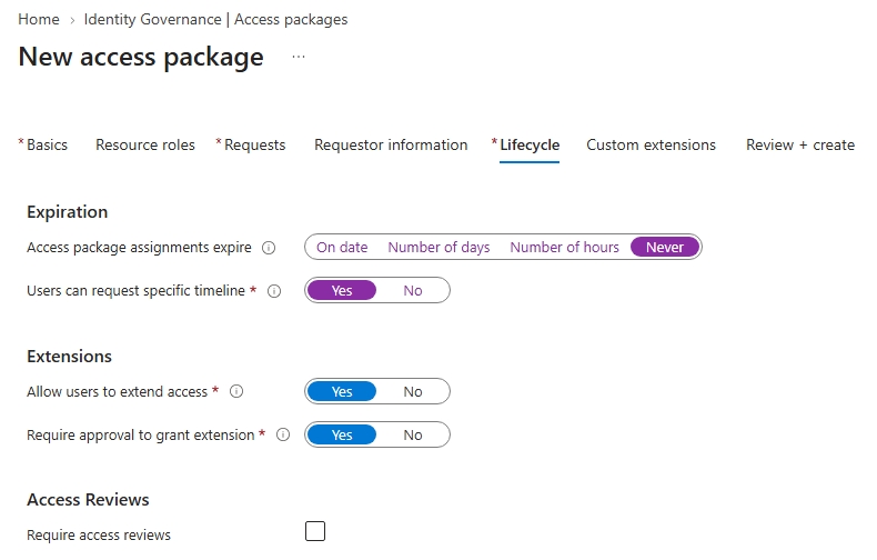 access package lifecycle