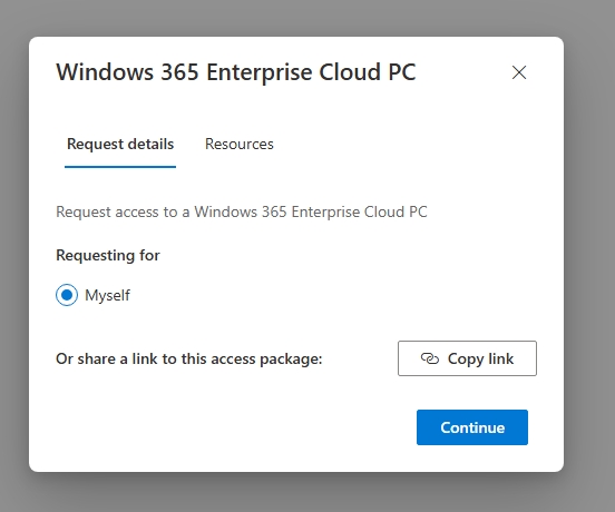 access package request flow