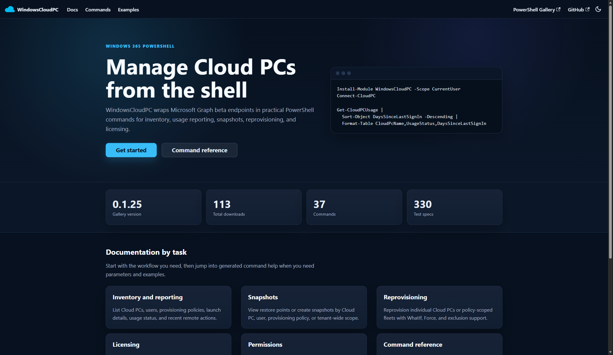 PSWindowsCloudPC documentation site